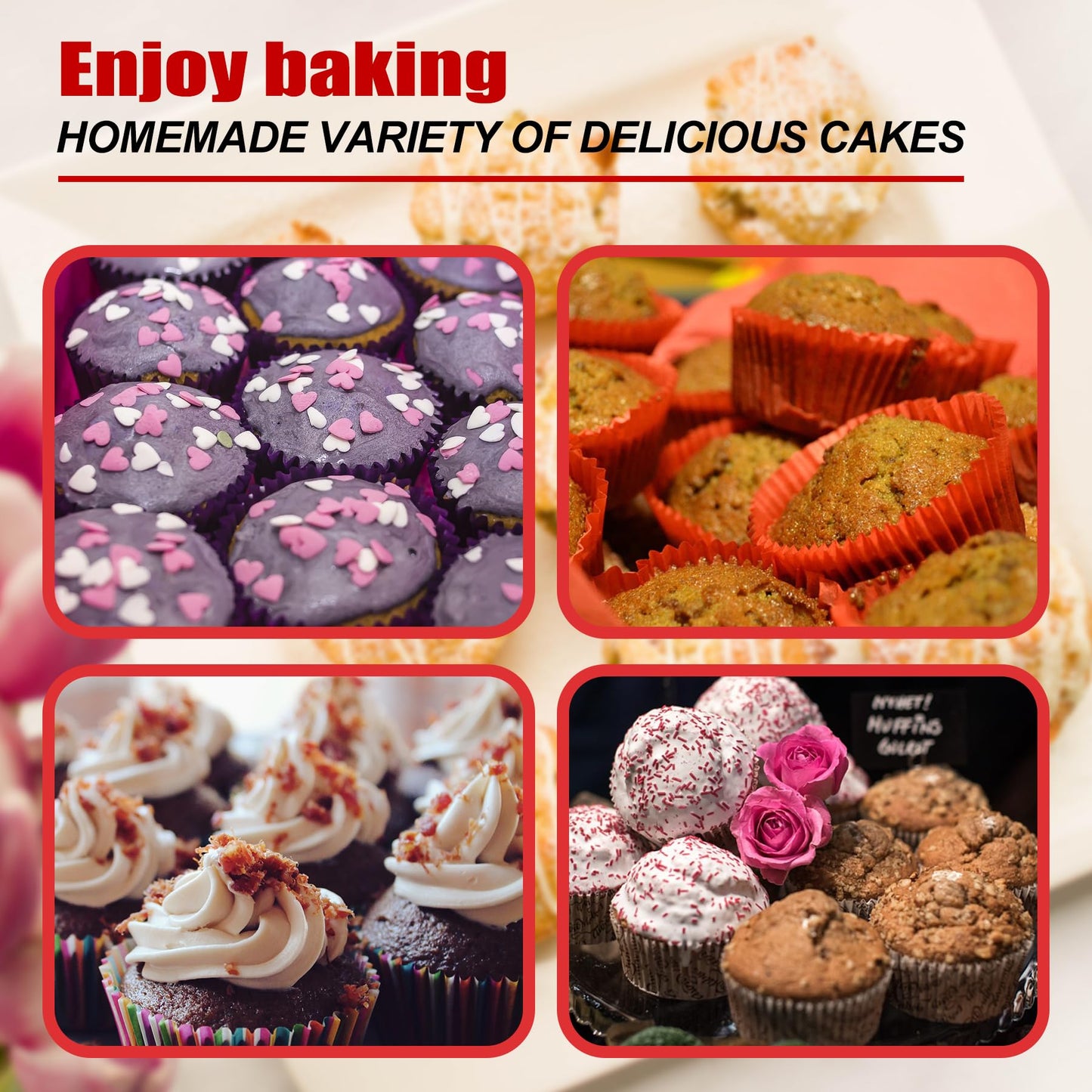 keliwa 2PCS Thicken-12 Cup Silicone Muffin Pan - Cupcake Baking Pan Great for Making Muffin Cakes, Tart, Bread -Non - Stick Silicone Mold/Dishwasher - Microwave Safe