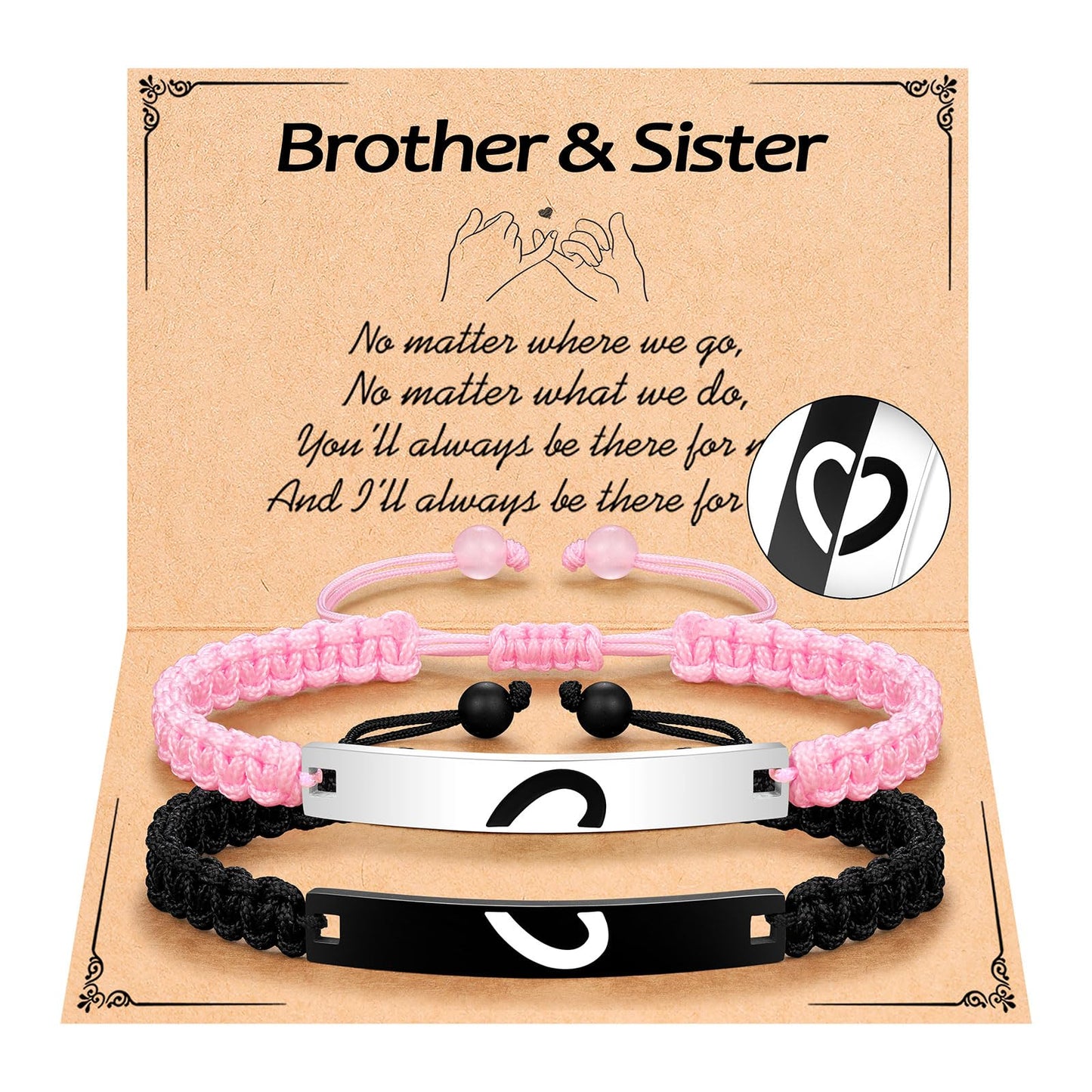 UPROMI Brother Gifts from Sister Bracelets Christmas Fathers' Day Birthday Gifts for Adult Older Big Little Brother Sister
