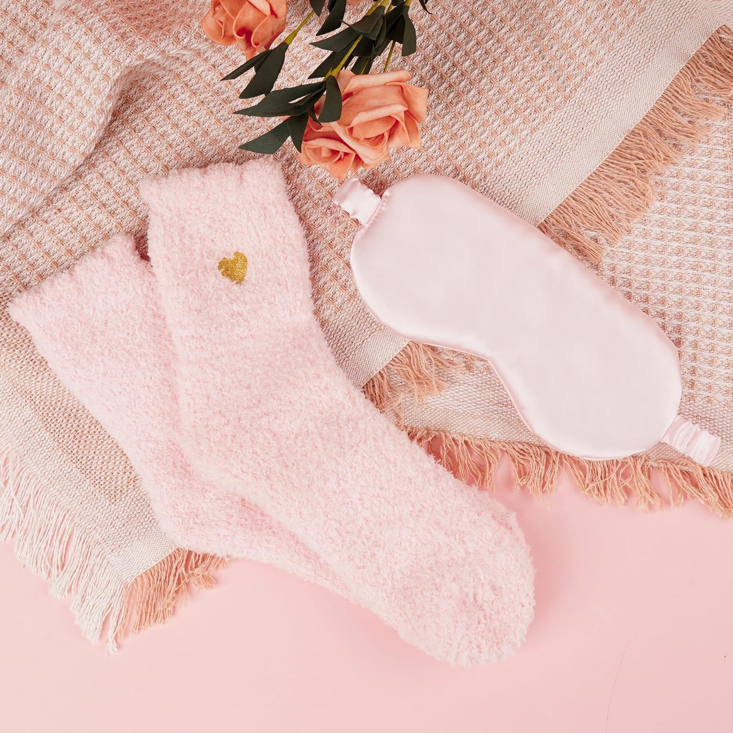 Birthday Gifts For Women Rose Relaxing Spa Gifts Basket 21st 40th 50th Happy Birthday Box for Mom Her Wife Best Friend Sister Grandma Daughter Bestie Aunt Pop Up Card Flannel Blanket Thinking of You