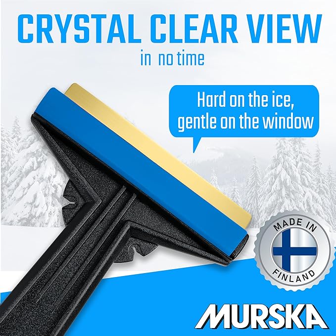 Car Ice Scraper Brass Blade - Fast, Effortless, efficient & Easy - Brass Ice Scrapers for Car Windshield Ice Scraper - Brass Ice Scraper for Car - Original Murska from Europe - Winter A054 Black Blue