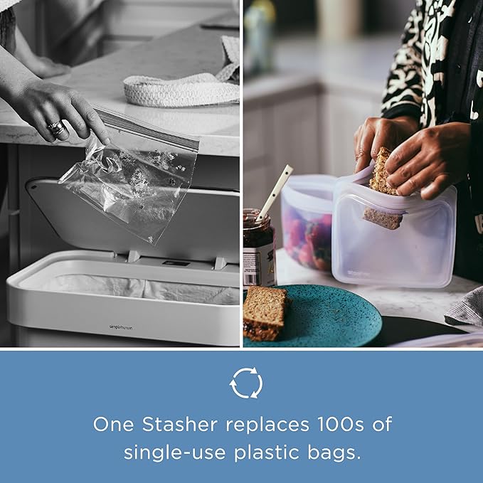 Stasher Premium Silicone Reusable Food Storage Sandwich Bag, Rainbow Splash, Microwave, Sous Vide, Dishwasher, Oven and Freezer Safe, BPA Free, Leak-free, Eco-friendly, 28 Oz