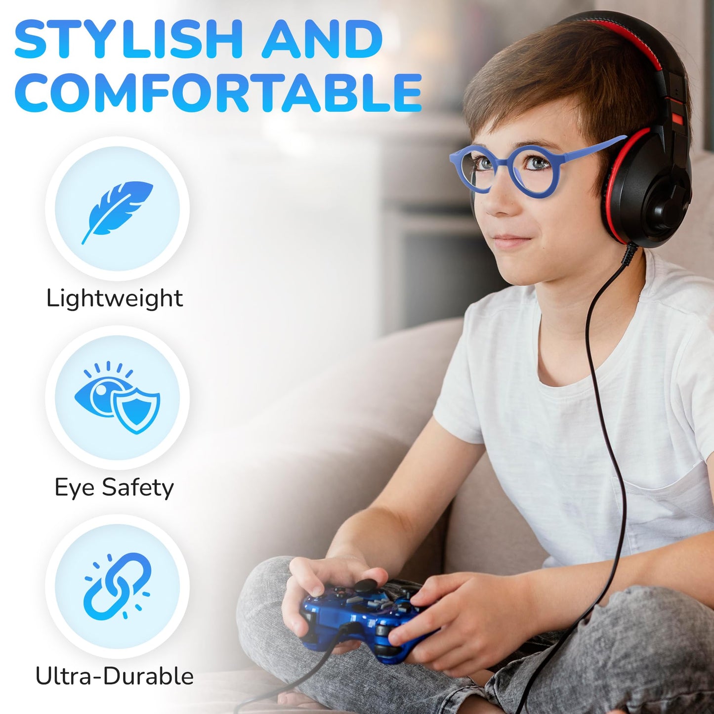 Yogo Vision Kids Blue Light Blocking Glasses For Girls And Boys Anti Glare Computer Glasses School Work Eyewear 3 Pack (Green, O