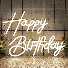 Happy Birthday Neon Signs for Party Decor Dimmable LED Birthday Neon Light for Wall Decor Light Up Happy Birthday Led Sign...