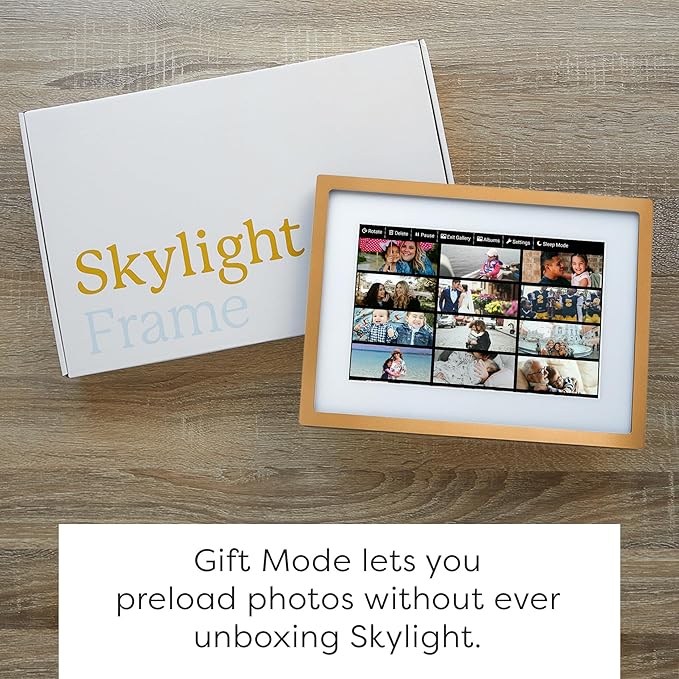 Skylight Digital Picture Frame - WiFi Enabled with Load from Phone Capability, Touch Screen Digital Photo Frame Display - Customizable Gift for Friends and Family - 10 Inch Gold
