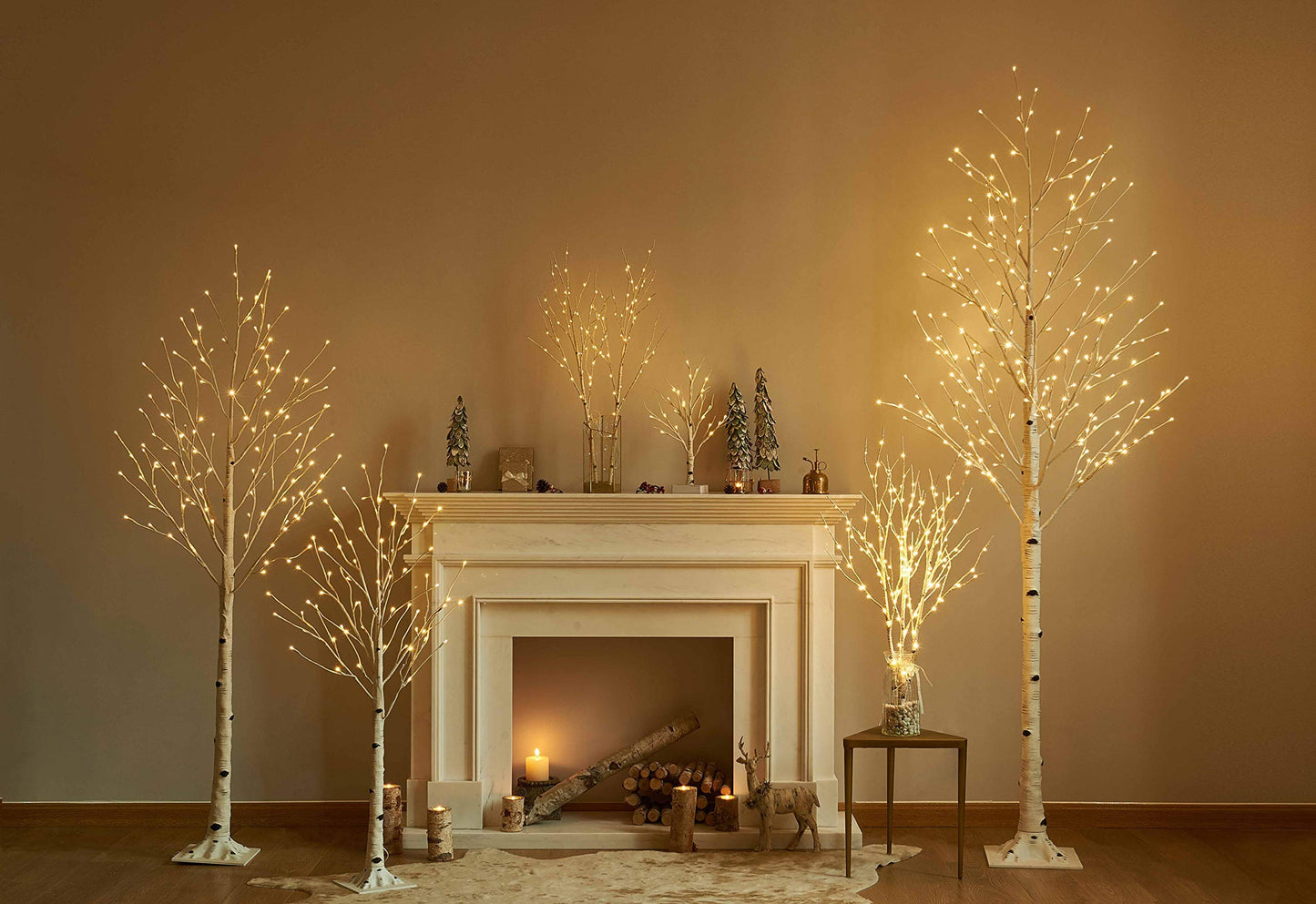 Hairui Lighted Birch Tree 8FT 240 Warm White Lights, White Twig Tree with Lights for Wedding Party Christmas Decoration Indoor Outdoor Use