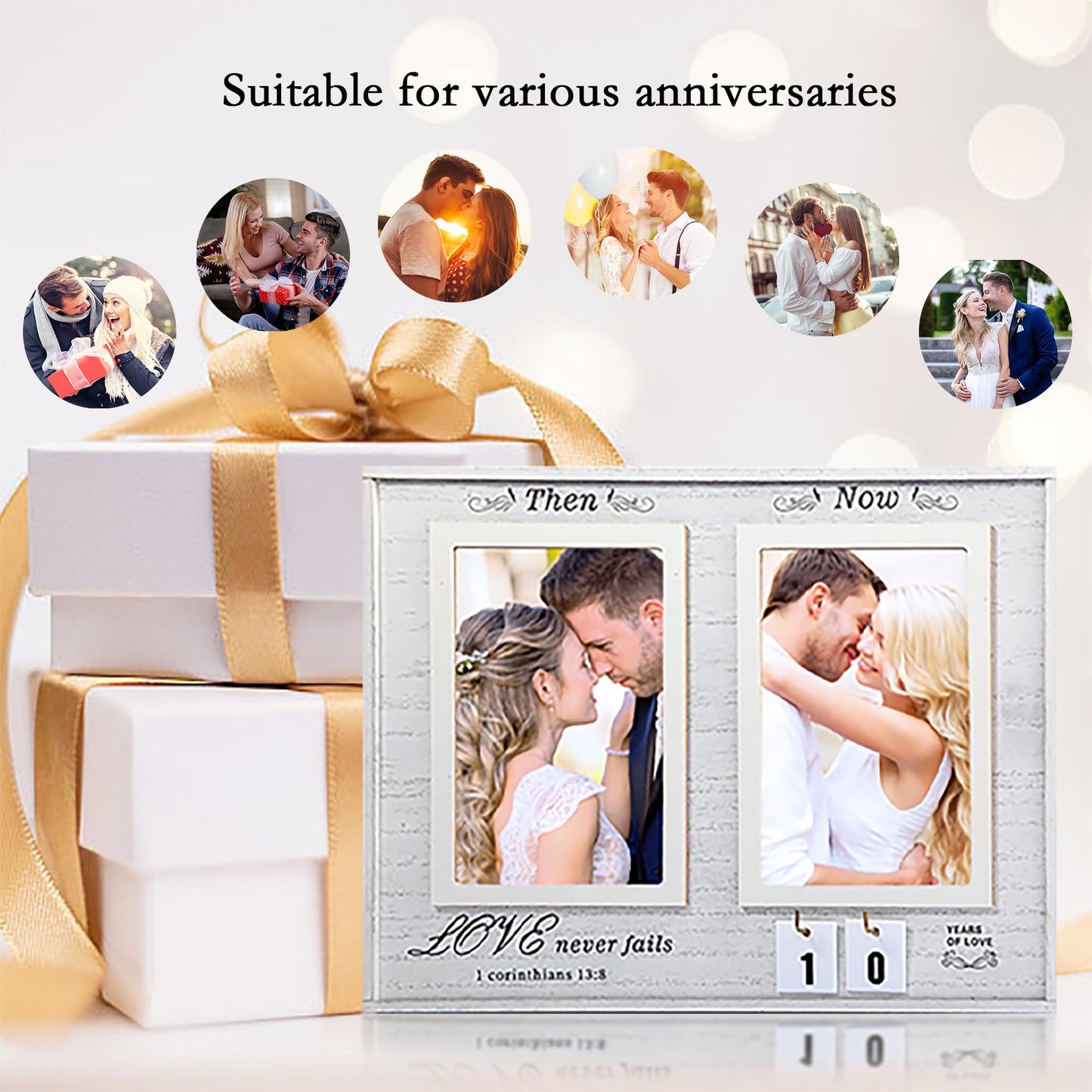 SARLUNA Then & Now Anniversary Picture Frame, 1-99 Years of Joy Anniversary Wedding Gifts. Perfect for Couples, Husbands, Wives, and Bridal Showers- With Affectionate Quotations…