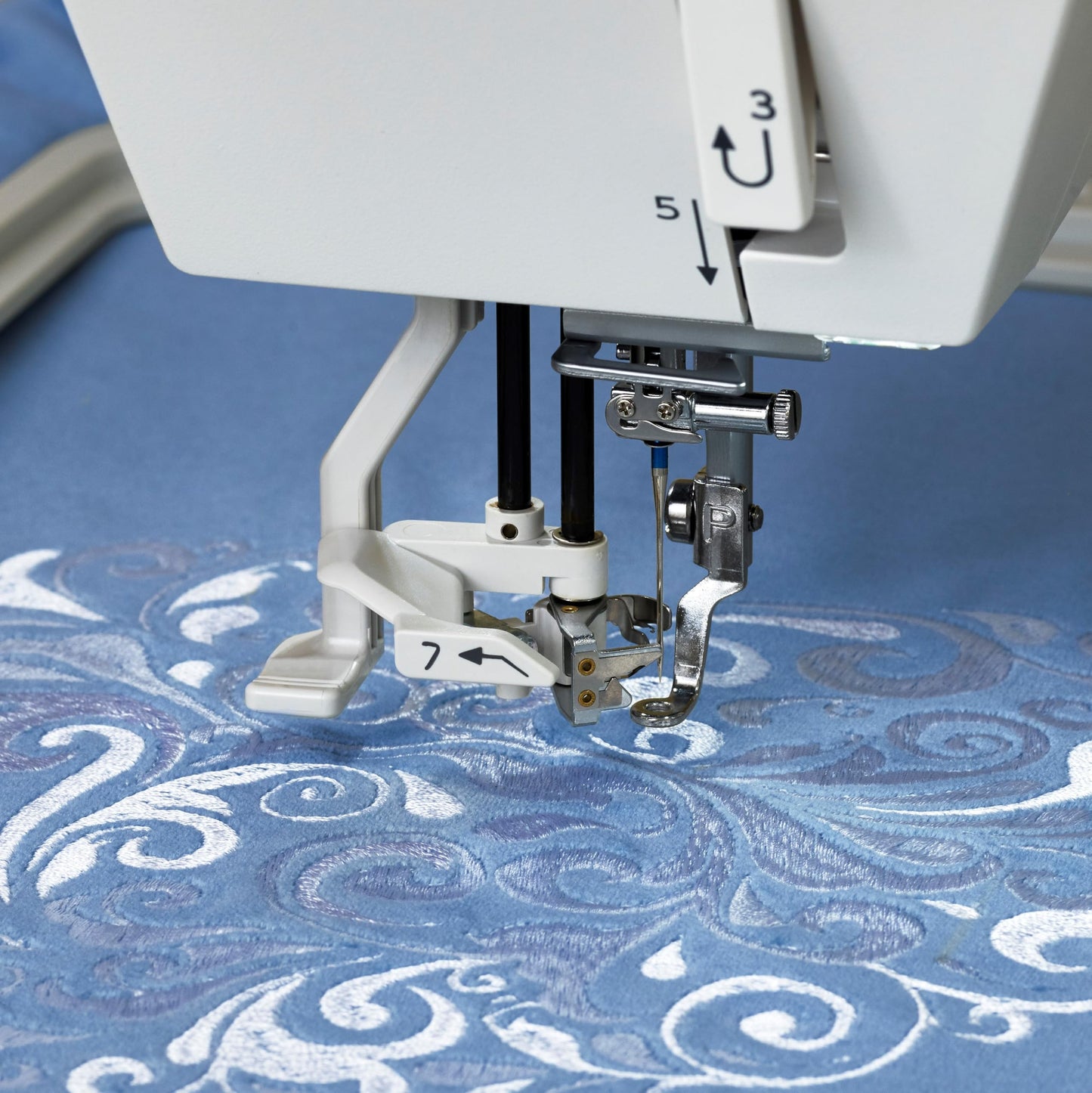 Elna eXpressive 830L Creative Edition computerized Embroidery-Only Machine with extra-large embroidery field 7.8" x 14.1", Superior Needle Threader, 4 Included Hoops, Thread Sensors and Thread Cutters