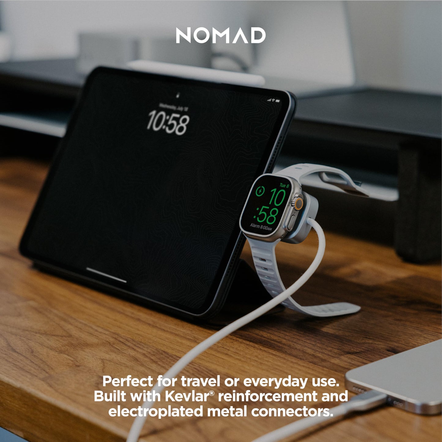 Nomad Apple Watch Charger Usb Type C Cable 1.5M White 2In1, Usb C Charging Cable - 100W Fast Iwatch Charger Usbc For Apple Watch