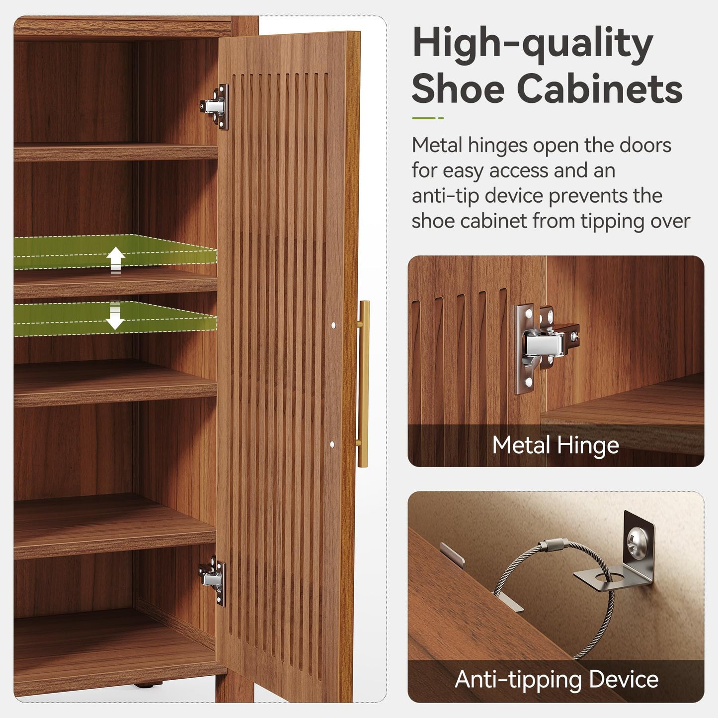 LITTLE TREE Narrow Storage Shoe Rack, 6-Tier Wooden Shoe Cabinet with Drawer, Freestanding Slim Shoe Cabinet Shoe Organizer for Entryway, Hallway, Closet, Bedroom, Living Room, Brown
