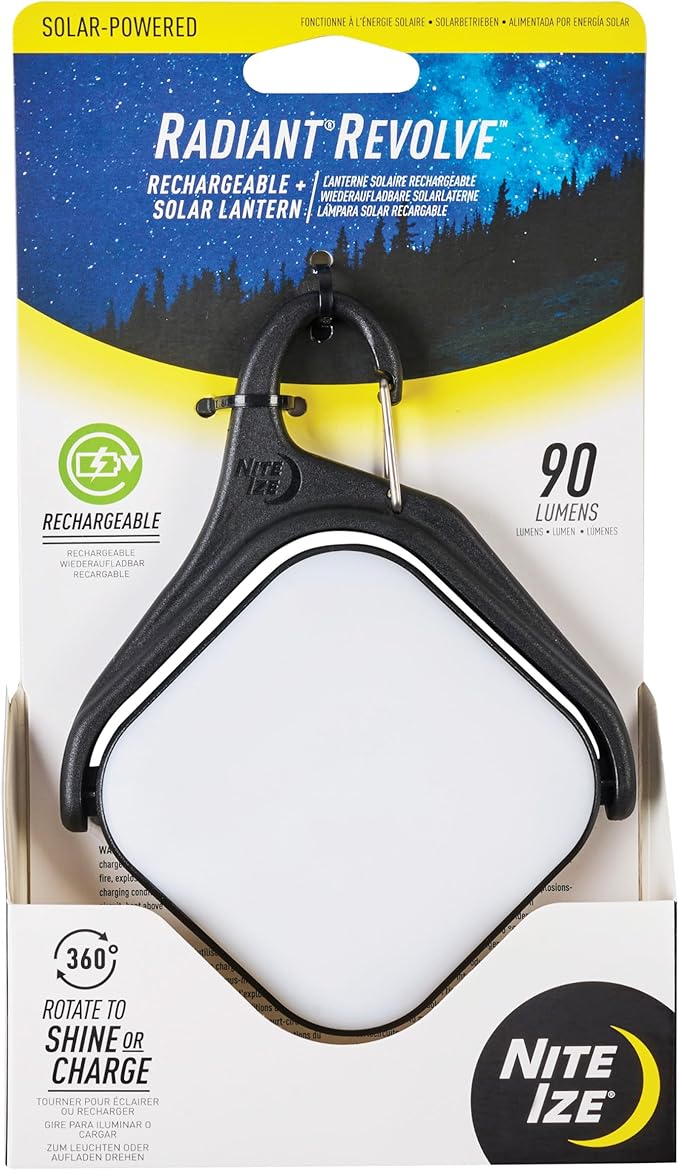 Nite Ize Radiant Revolve Rechargeable & Solar Lantern - Premium Solar Light for Camping Accessories & Backpacking Gear - W...