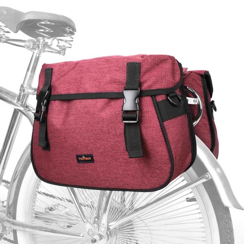 TOURBON Nylon Double Pannier Shoulder Bags Bicycle Rear Rack Trunk Motorcycle Tail Seat Bag (Purple)