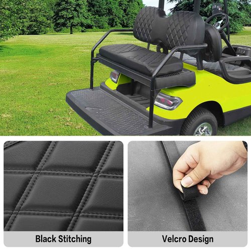 NOKINS Golf Cart Seat Cover Compatible With i40 i40L and Advanced EV, EV1 4, EV1 4L Model Aftermarket Rear Seat Kit, Vinyl Replace Rear Seat Cover Black Stitching