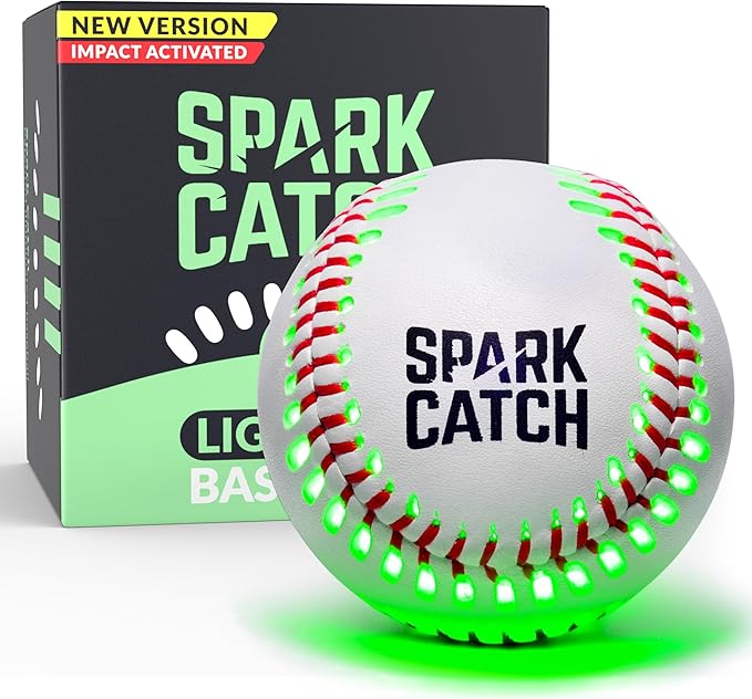 SPARK CATCH Light Up Baseball, Glow in The Dark Baseball, Sports Gear Accessories Gifts for Boys 8 9 10 11 12 13 14 15 Yea...