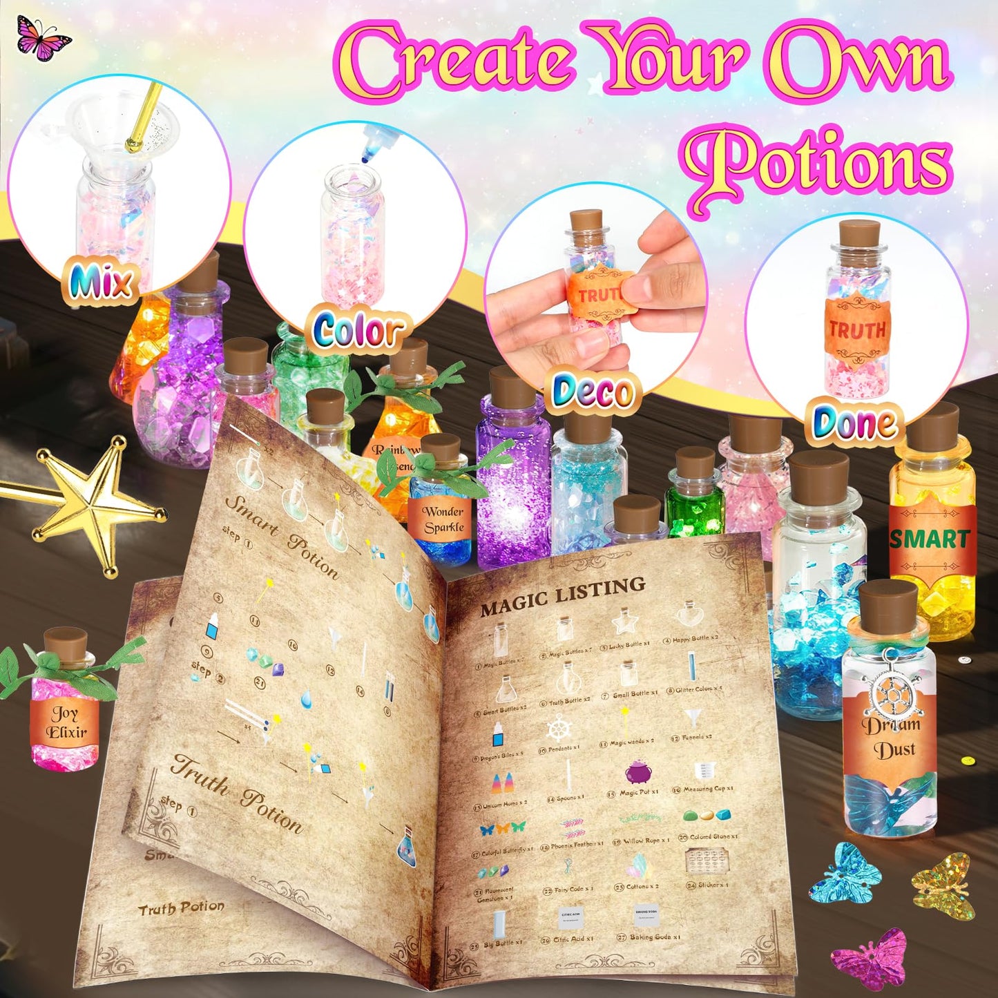 INNOCHEER Potion Kits for Kids Toys, Kids Potion Making Kit with Halloween Tablecloth, Birthday Toys for 6 7 8 9 10+ Year Old Girls