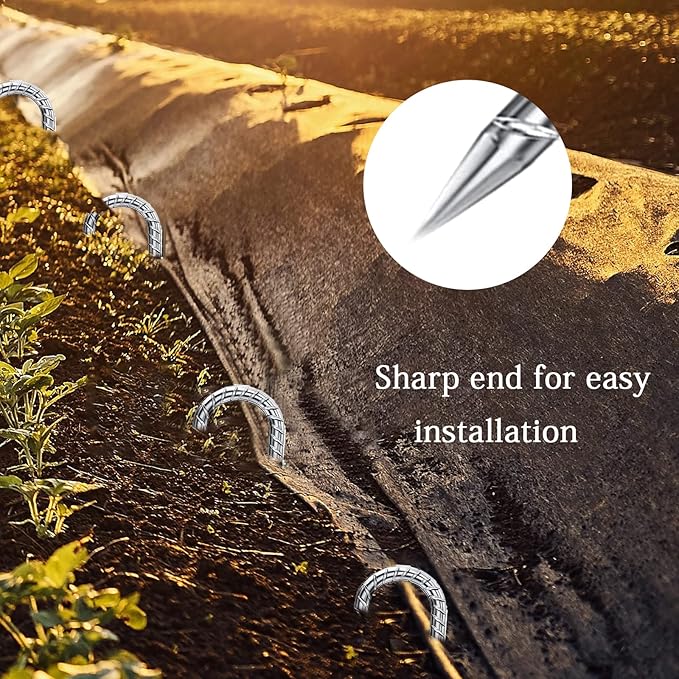 Rebar Stakes 12 Inch Galvanized, J Hook Rebar Stakes 6 Pack Ground Anchors for Tent Heavy Duty for Plants Anti-Rust Landscape Fabric Artificial Turf