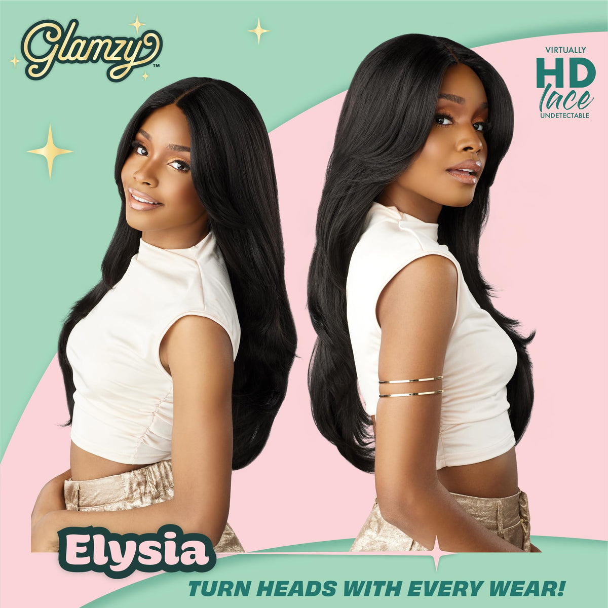 Sensationnel Glamzy Lace Part Wigs - Elysia Glueless Hand Tied Wider V Parting Synthetic Hair (ASHPEACHBLONDE)