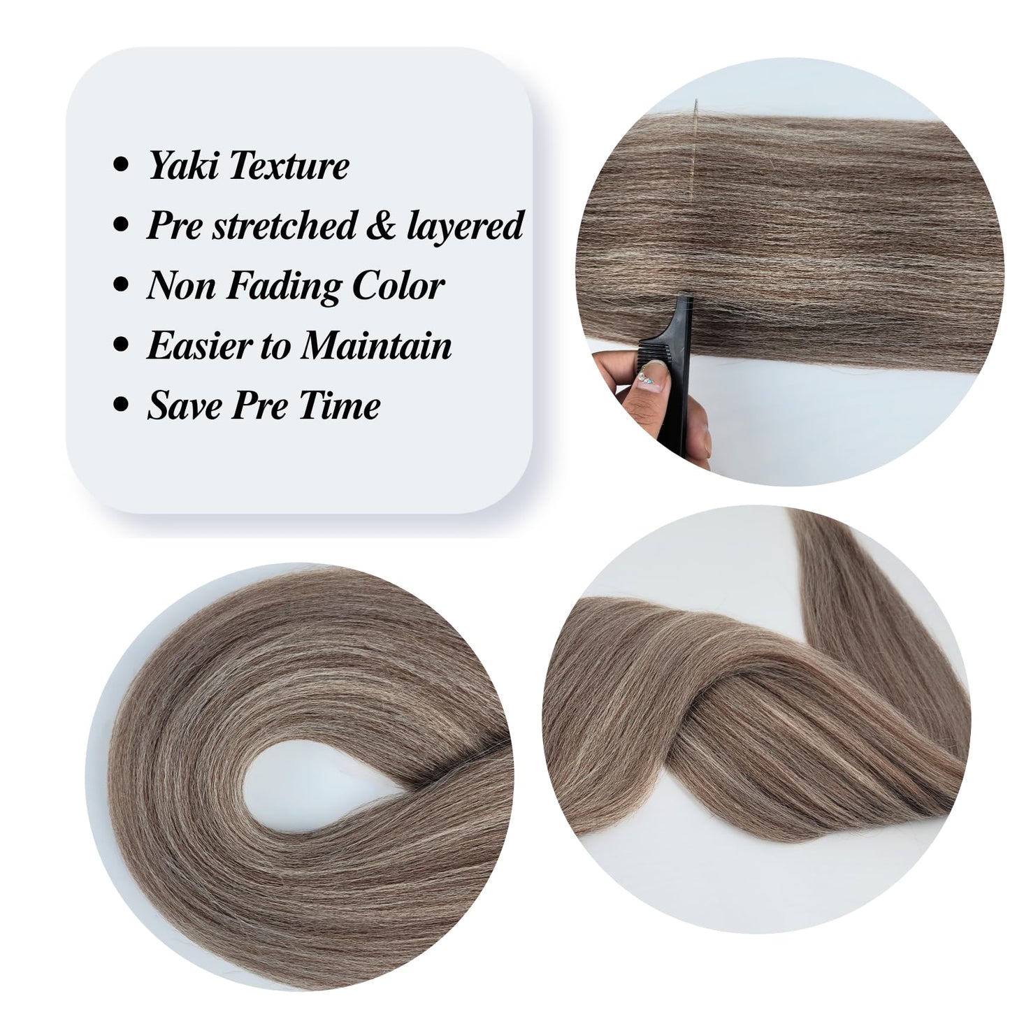 Dark Ash Brown Boho Braiding Hair Pre Stretched Knotless Braiding Hair for Boho Braids(30 inch, Packs of 5)