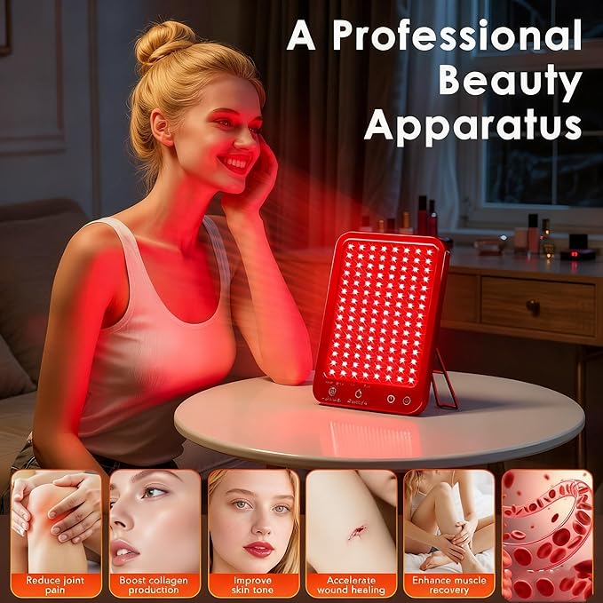 Red Light Therapy for Face, Portable Infrared Red Light Panel with 660nm Red Light and 850nm Near Infrared 3 Modes, 6 Adjustable Brightness and Timer, Home and Travel Beauty Wellness (red)