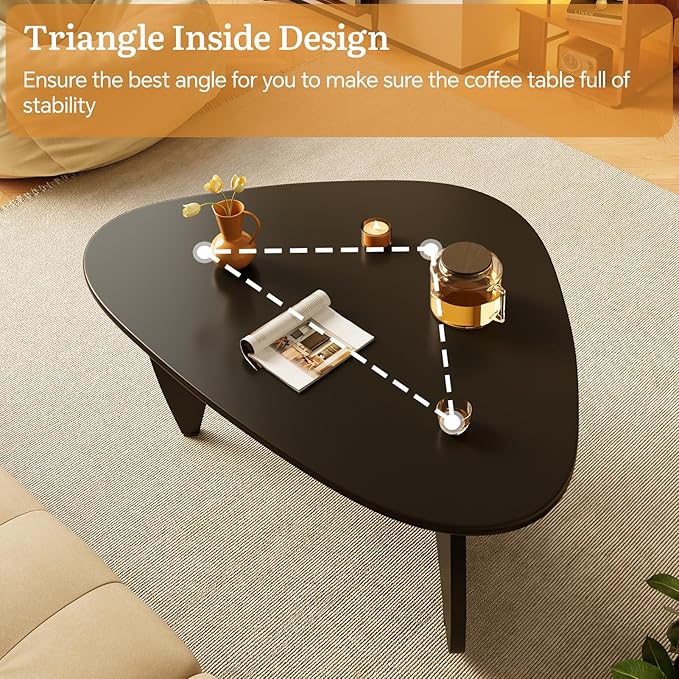 LUCKIIA Coffee Tables Wood Small Farmhouse Coffee Table Mid-Century Modern Wood Center Table for Living Room, Black, 35 Inch