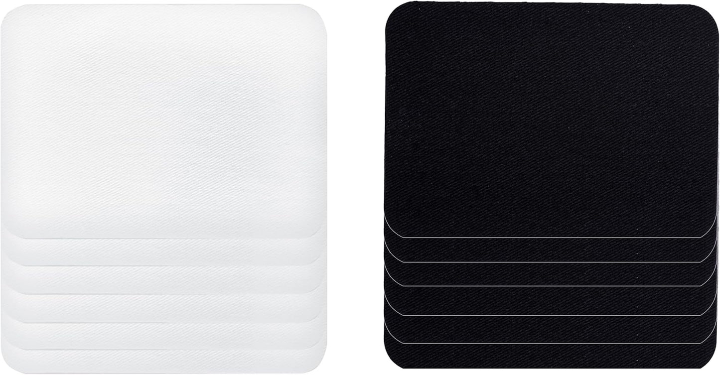 Johnson & Smith Iron On Patches - 12-Piece Iron On Patch for Clothing, Pants Repair - Adhesive Fabric Patches in Rectangle Shapes - Easy to Use, No Sewing Needed - Black and White