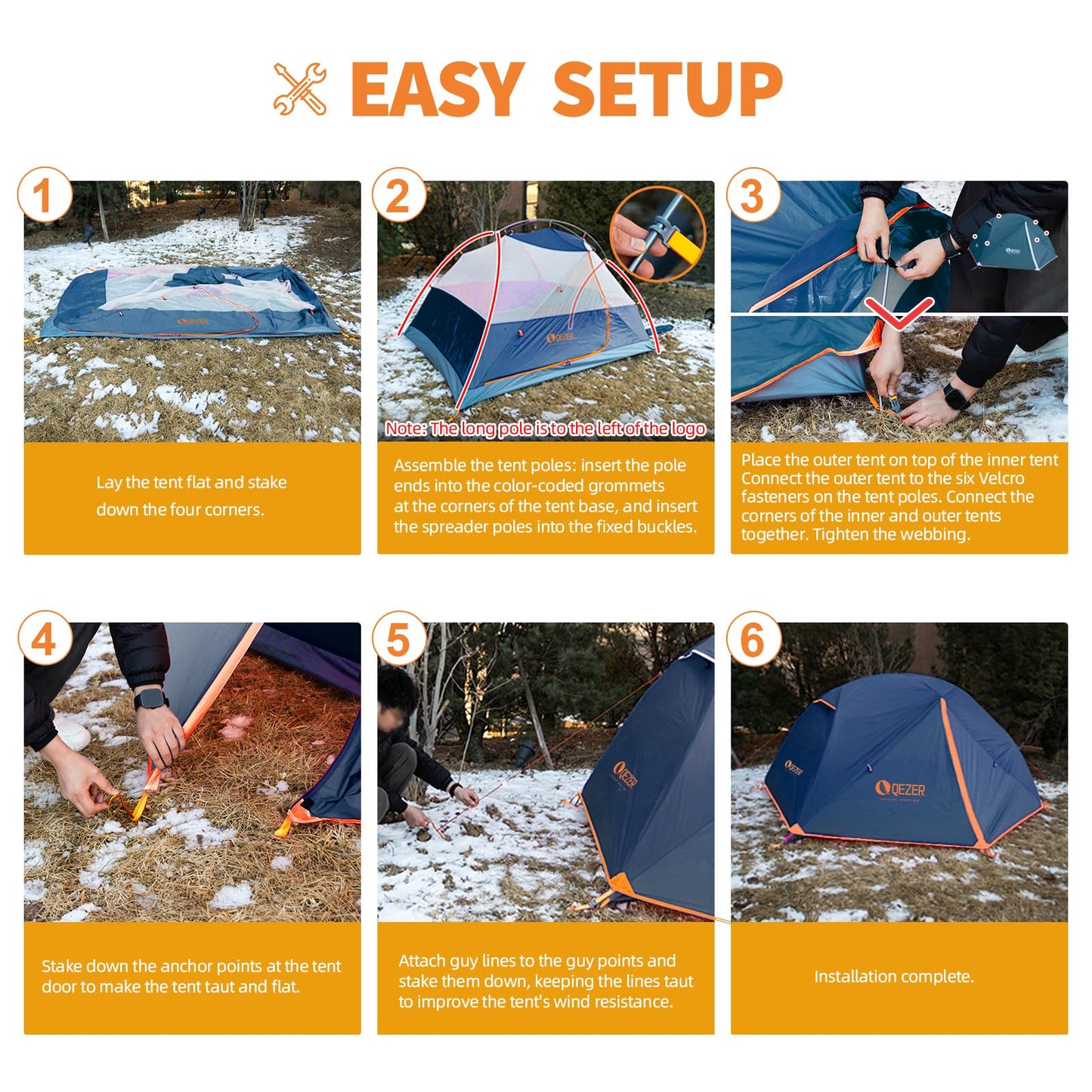 QEZER Camping Tent 1/2 Person Tents Windproof Portable Adults Tents for Camping Hiking Backpacking Traveling Easy Set up (Blue, 1 Person)