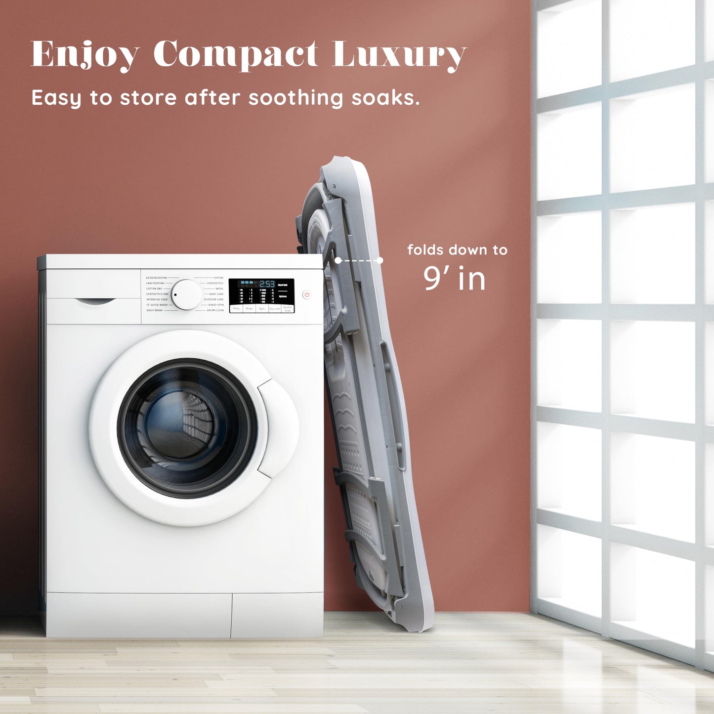 Portable Bathtub for Adult- Extra Large 56" Foldable Collapsible tub. Ergonomically Designed for the Ultimate Relaxing Soaking Bath, Ice Bath. Ideal for Small Spaces, Quick, Effortless Folding Bathtub