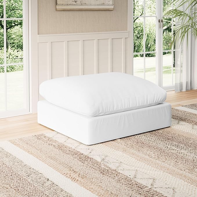 Intuition Decor Modular Sectional Sofa Cloud Couch,Down Filled Comfy Cloud Modern Sofa,White Linen Oversized Couch Cushion Covers Removable for Living Room