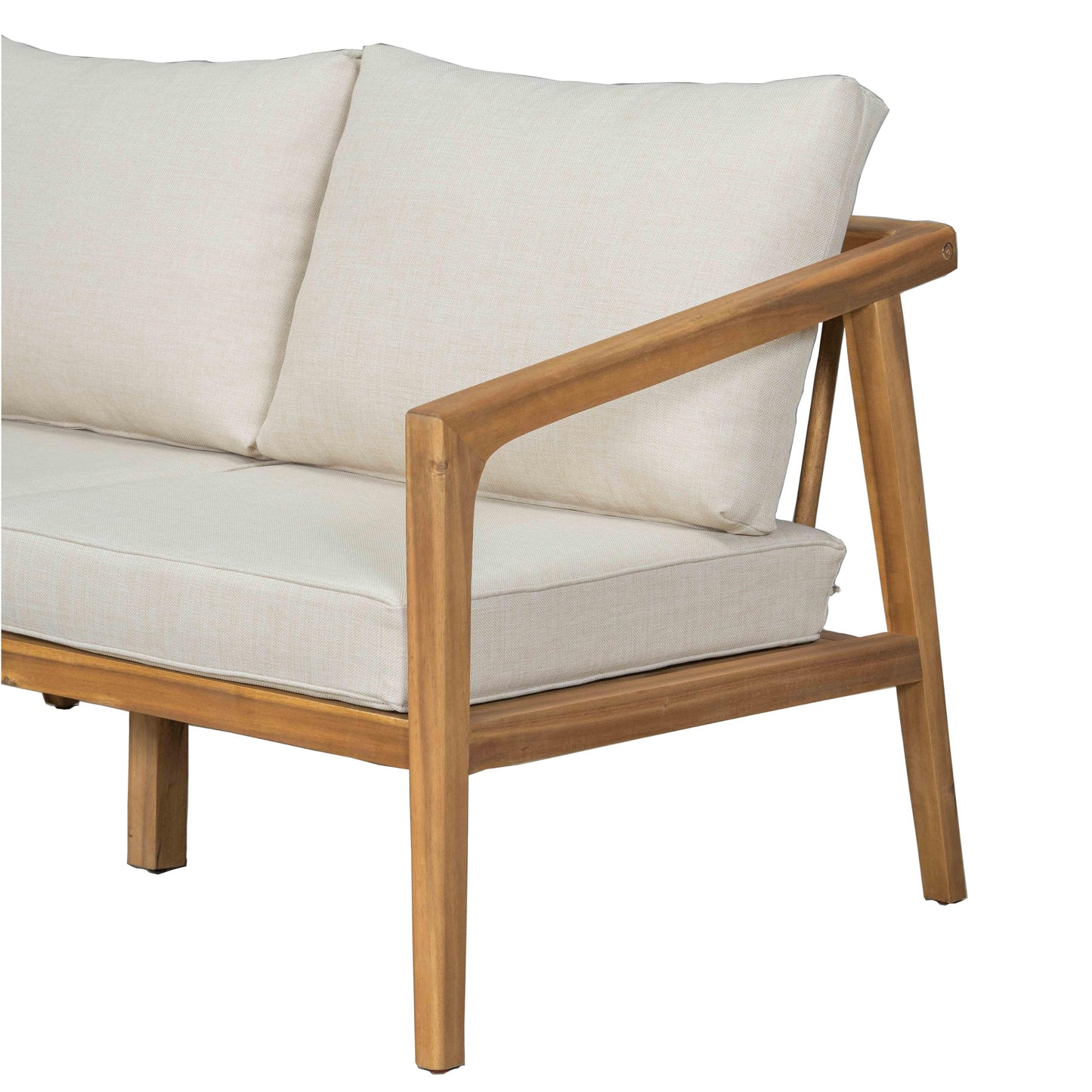 Christopher Knight Home Dena Patio 4-Piece Conversation Set, Outdoor 4-Seater Acacia Wood Sofa Chat Set,Garden Furniture,Loveseat,Coffee Table,Set of 2 Club Chairs, Removable Cushions, Teak+ Beige