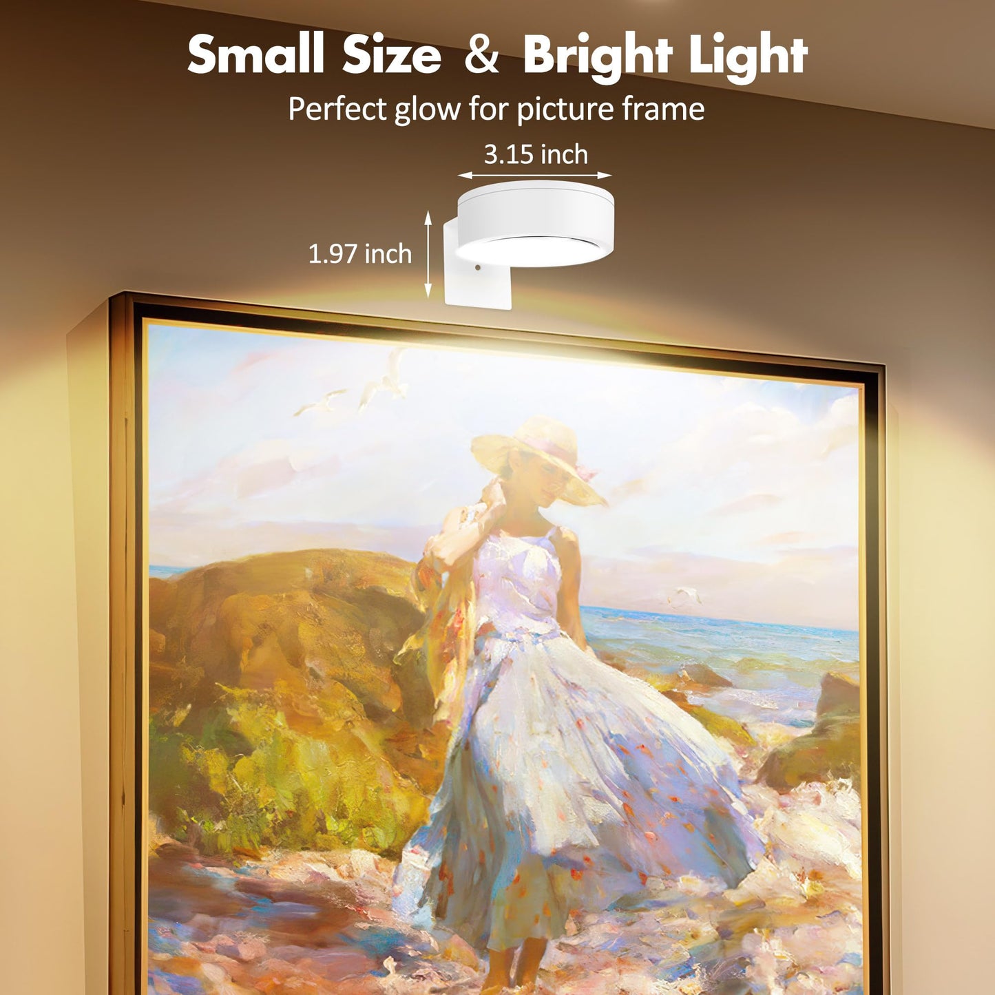 6Pcs Picture Light Battery Operated, Magnetic Led Painting Light with Remote Dimmable and Timer, 3 Lighting Modes Art Display Light for Picture Frame Paintings, Wireless Wall Decor Puck Lights