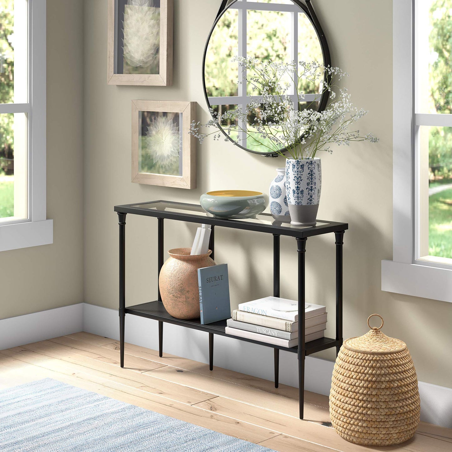 Dafna 45'' Wide Rectangular Console Table in Blackened Bronze