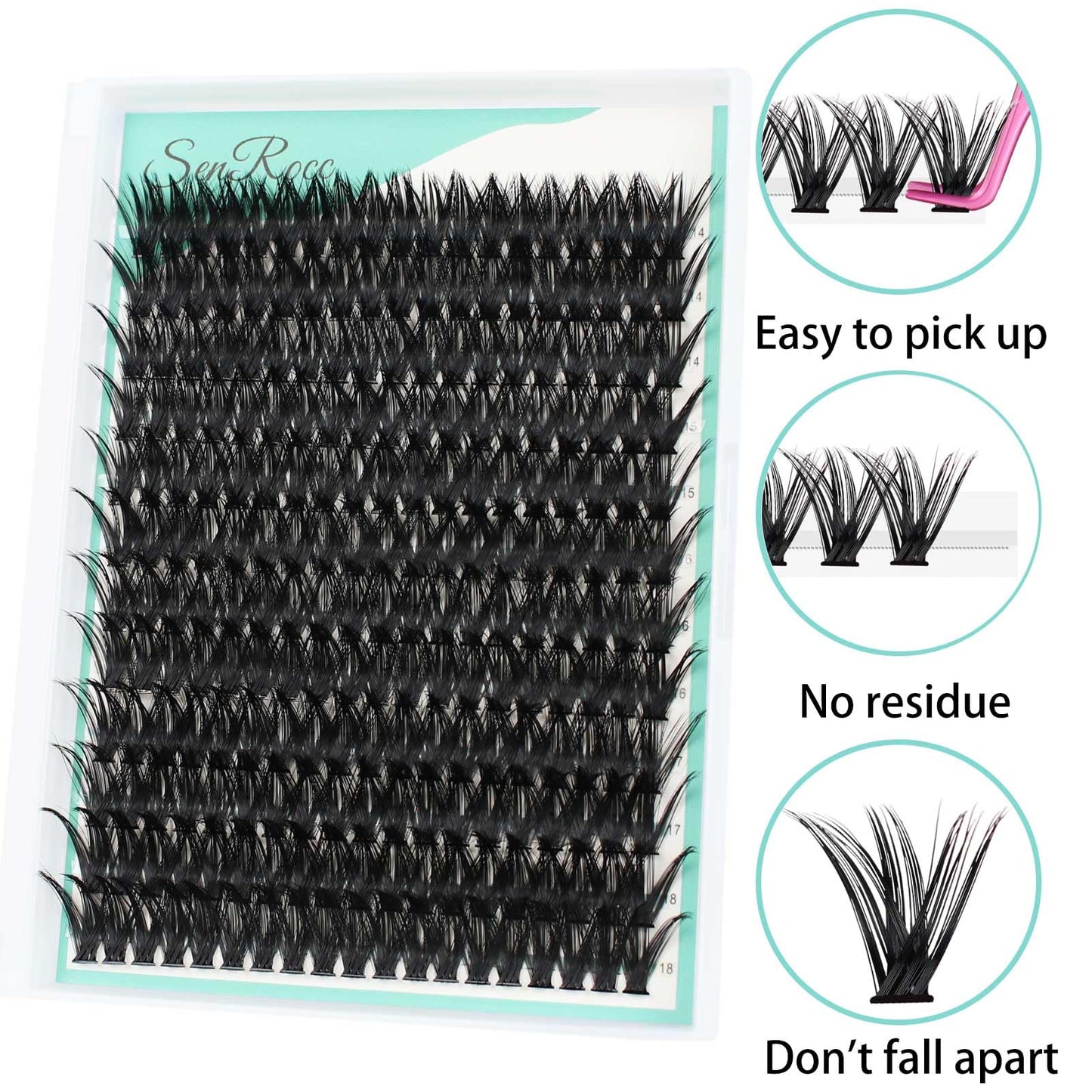 Cluster Lashes Individual Lashes14-18mm D Curl Natural Look Mixed Tray 80D DIY Eyelash Extension Volume Lash Clusters Eyelashes