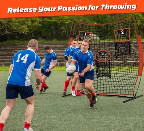 Gulfmore Football Throwing Net - Portable 6x6 FT Football Training Equipment with 3 Targets - Pro Grade Quarterback Youth Outdoor & Indoor Practice