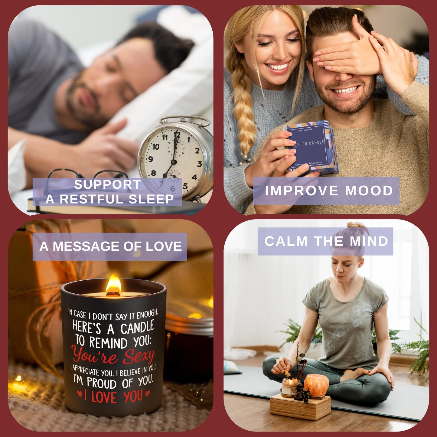 Anniversary Wedding, Birthday Gifts for Her Him - Romantic Gifts for Wife, Girlfriend, Boyfriend, Husband, Couples - Lavender & Vanilla Scented Candle