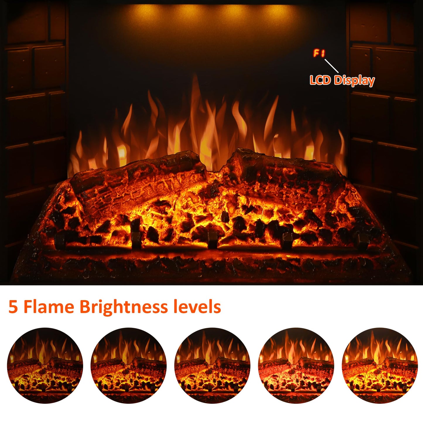 Valuxhome Electric Fireplace, 40 Inches Fireplace Insert, Electric Heater with Overheating Protection, Fire Crackling Sound, Remote Control, 750/1500W, Black, 40" L27 H