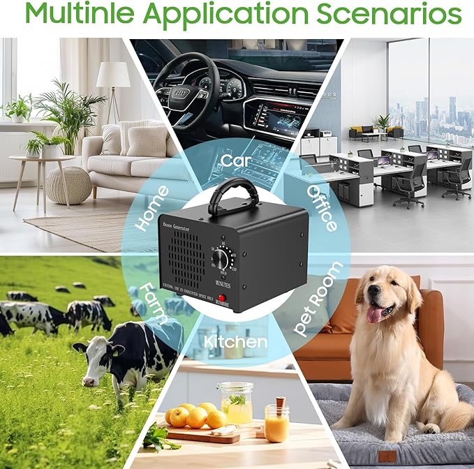 Ozone Generator Machine 80,000mg/h, High Capacity Ozone Odor Eliminator Removal Air Purifier for Home Car Pet & Basement Odor, Suitable for Spaces up to 5,000 Square Feet, Black