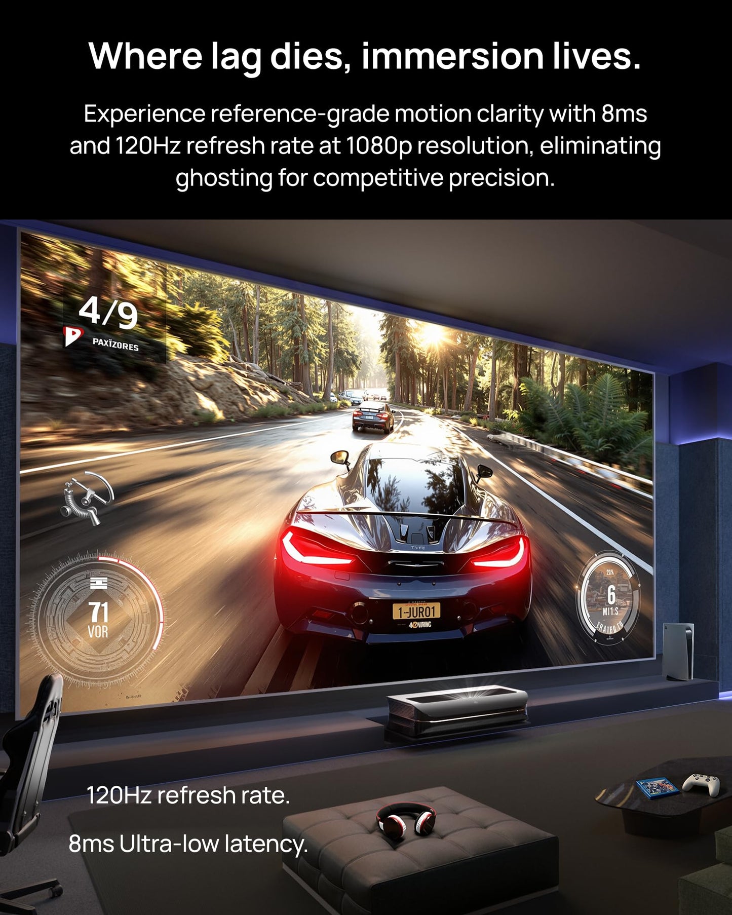 AWOL VISION LTV-3000 Pro 4K 3D Ultra Short Throw Triple Laser Projector, Dolby Vision & Atmos, HDR10+, 150" UST Laser TV Home Theater Projector