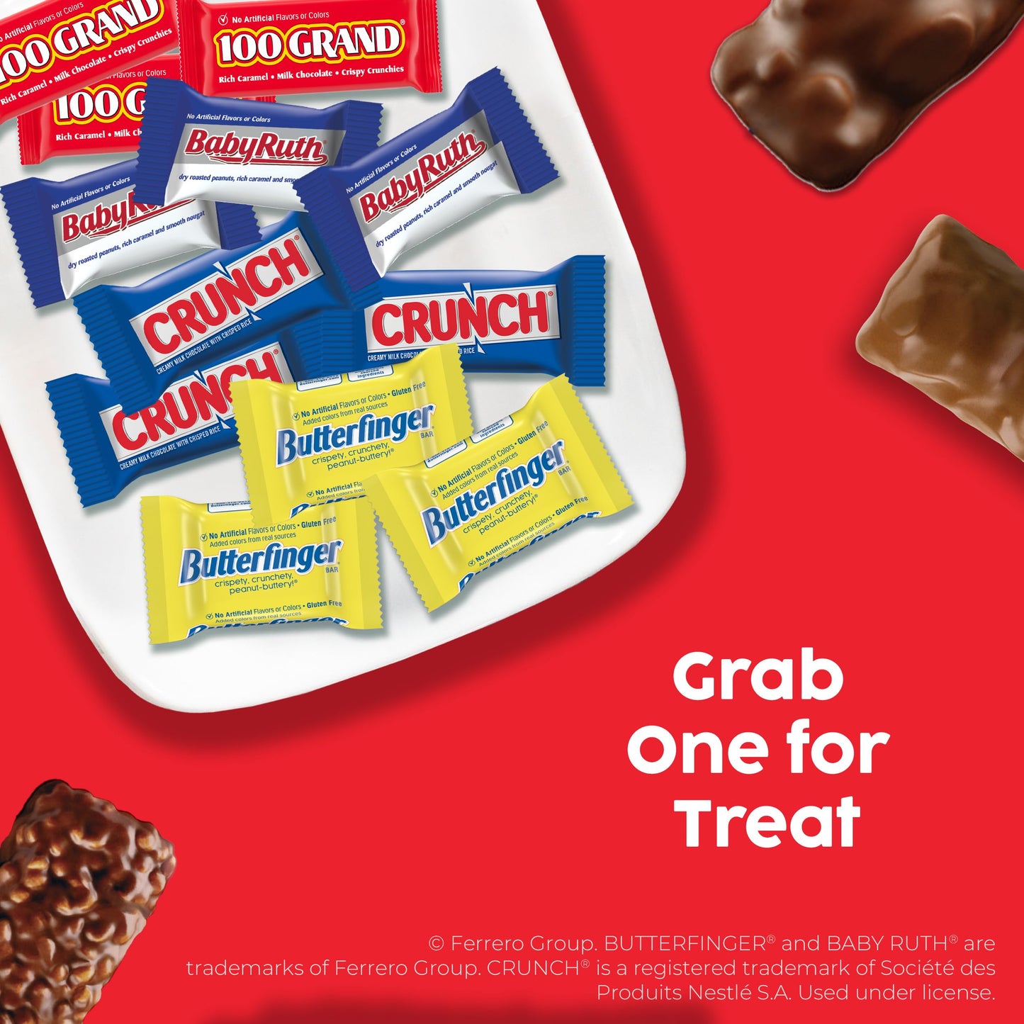 Butterfinger, CRUNCH, Baby Ruth, 100 Grand Fun Size Assorted Candy Bars, Great for Sharing, Bulk 60 Count Pack, 37.2 oz