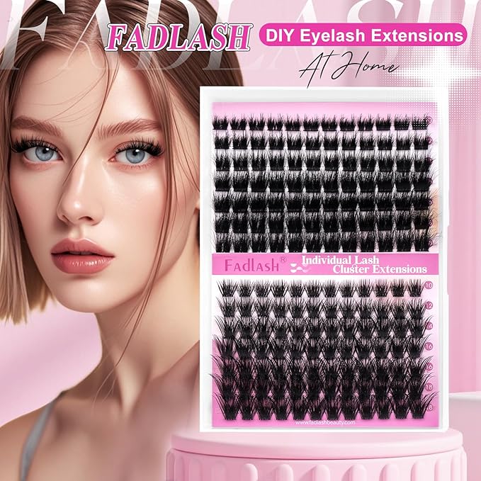 FADLASH Lash Clusters Individual Lashes 10-18mm Eyelash Clusters D Curl DIY Lash Extension Clusters Wispy Cluster Lashes (KLS240+KLS253-07D-Mix10-18)