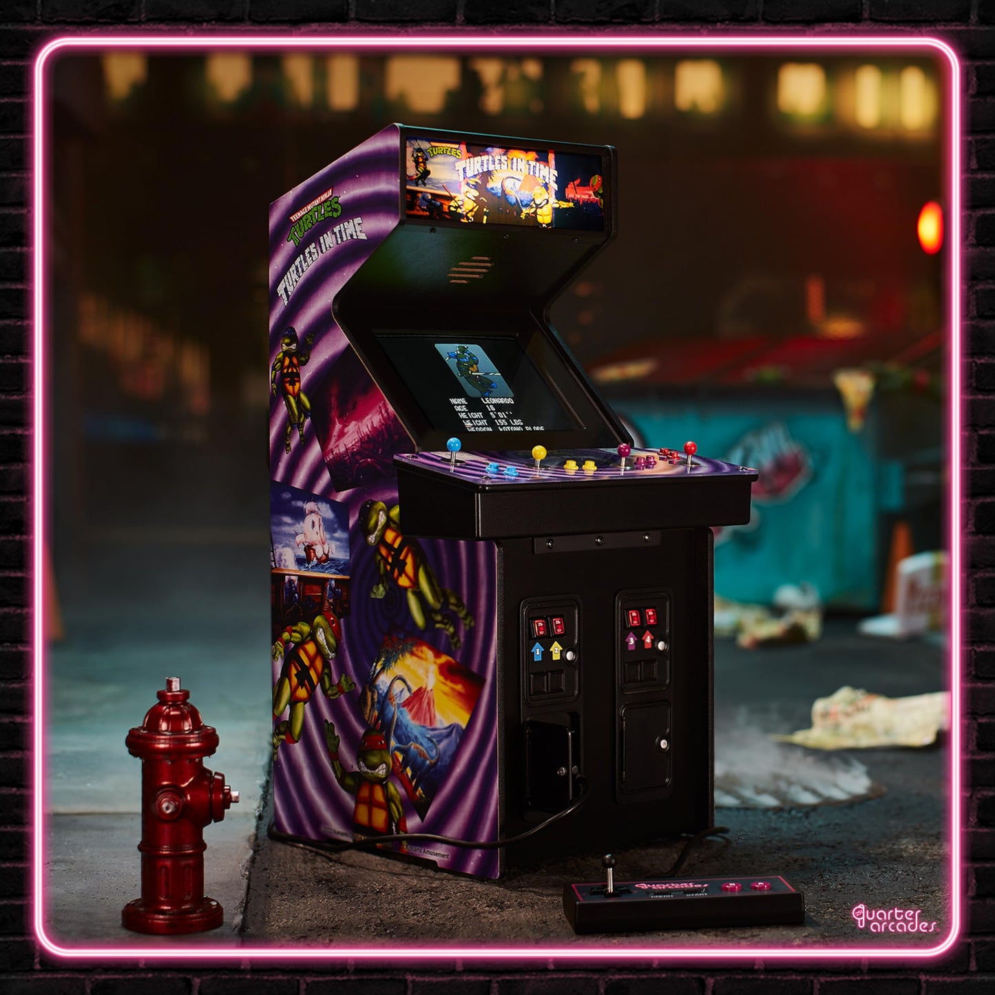 Numskull Quarter Arcades TMNT Turtles in Time Collector's Edition Mini Arcade - 1/4 Scale Authentic Wooden Replica, Original ROM, Rechargeable Battery & 3W Speakers for Retro Enthusiasts
