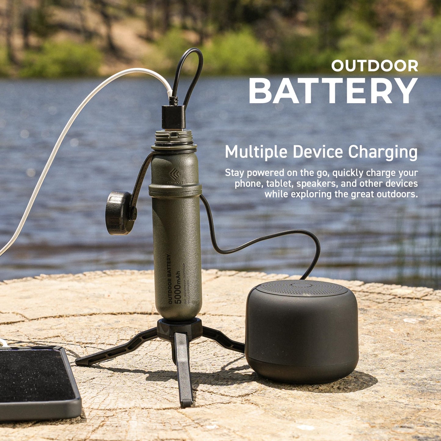 Nestout Rugged Portable Charger, 5000Mah Outdoor Battery Power Bank, 15W Usb C Fast Charging, Waterproof Ip67, Durable Shockproo