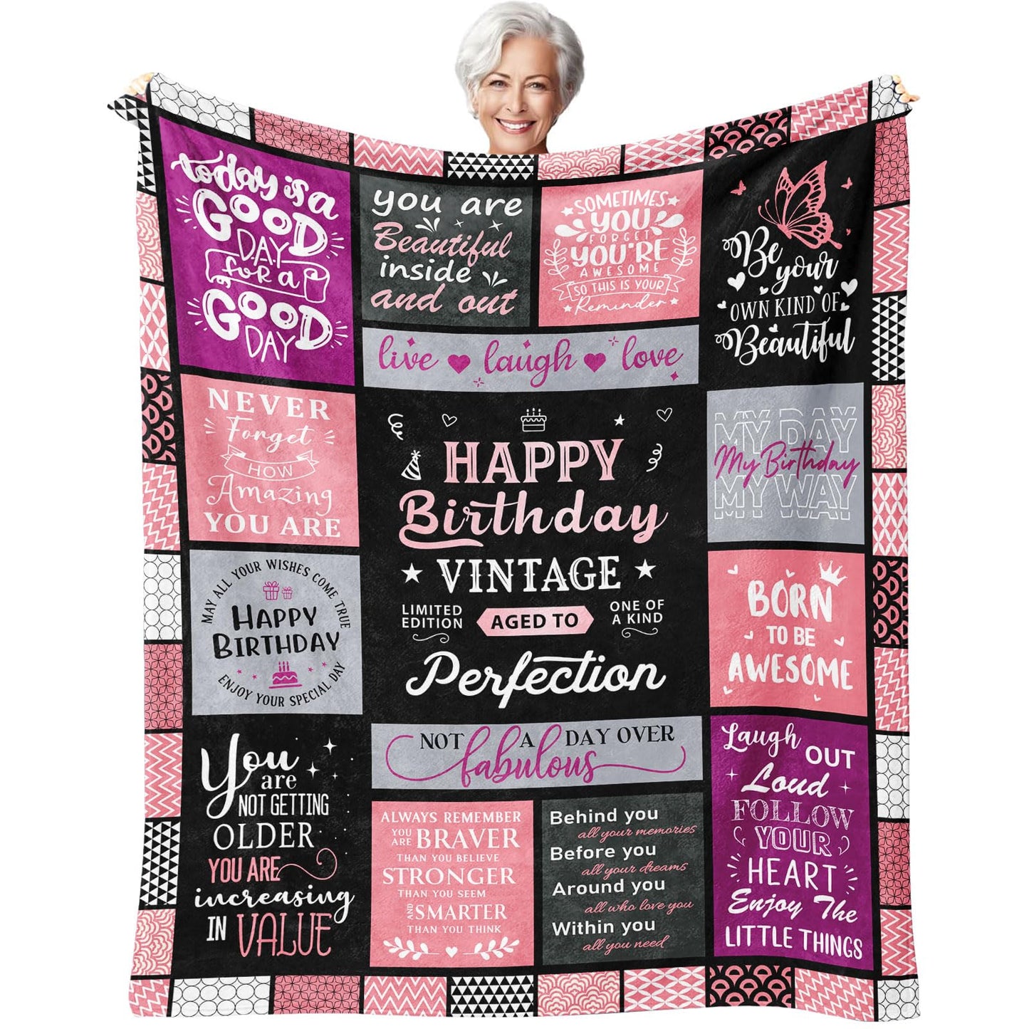 Birthday Gifts for Women, Gifts for Women Birthday Unique, Birthday Gifts for Her, Women Birthday Gift Throw Blankets 60" x 50", Happy Birthday Gifts for Female/Friendship/Sister/Bestie/Mom