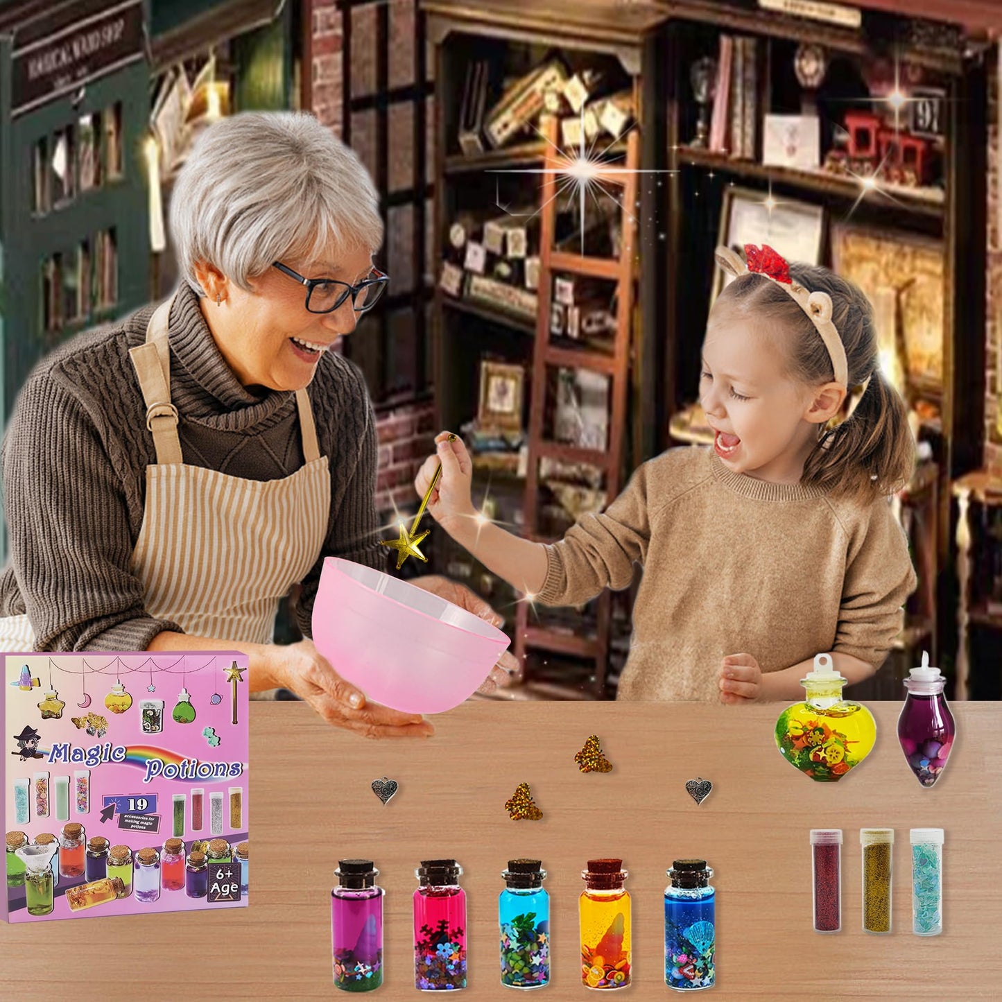 DemoAbejas Fairy Mixies Potions Set with Magic for Kids, DIY 19 Bottles Mixies Potions for Christmas, Creativity‌ Art Craft Toy for Girls, Fun Birthday Gift Toys for Girl 6 7 8 9 10