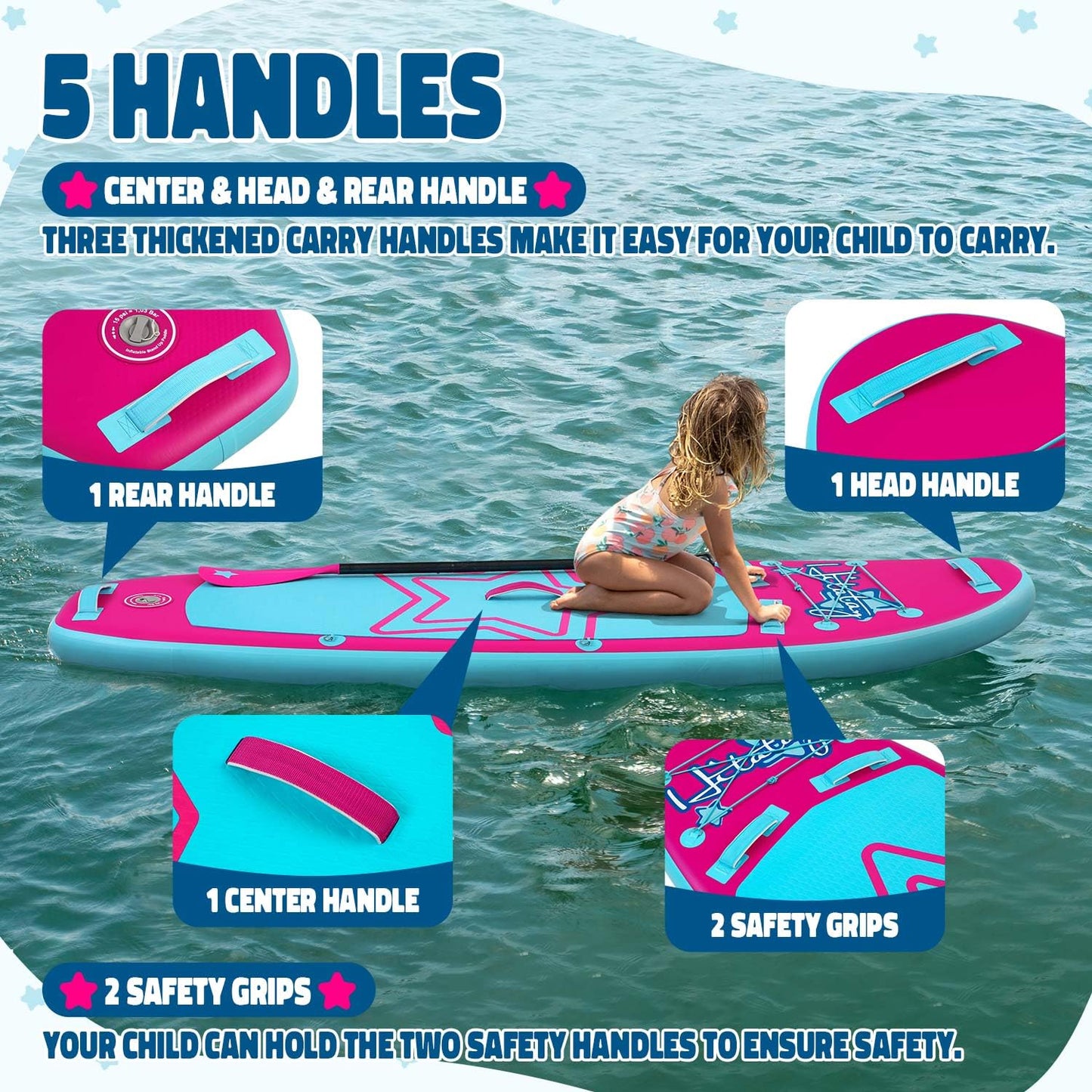 Kids Paddle Board with Inflatable SUP Accessories, Durable, Lightweight, Wide Stable Design, Non-Slip Comfort Deck, Child Stand Up Paddle Board for Kids & Youth