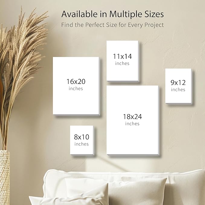 Bianyo 8x10 Inch Stretched Canvas for Painting – 10 Pack, 100% Cotton, Triple Primed & Acid-Free, Heavy-Duty Wood Frame, Blank Art Canvas for Acrylic, Oil, Watercolor & Mixed Media