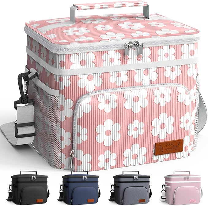 HOTOR Insulated Lunch Box for Men & Women - Leak-Proof Cooler Lunch Bag with 4 Pockets, Adjustable Strap, Ideal for Work, ...