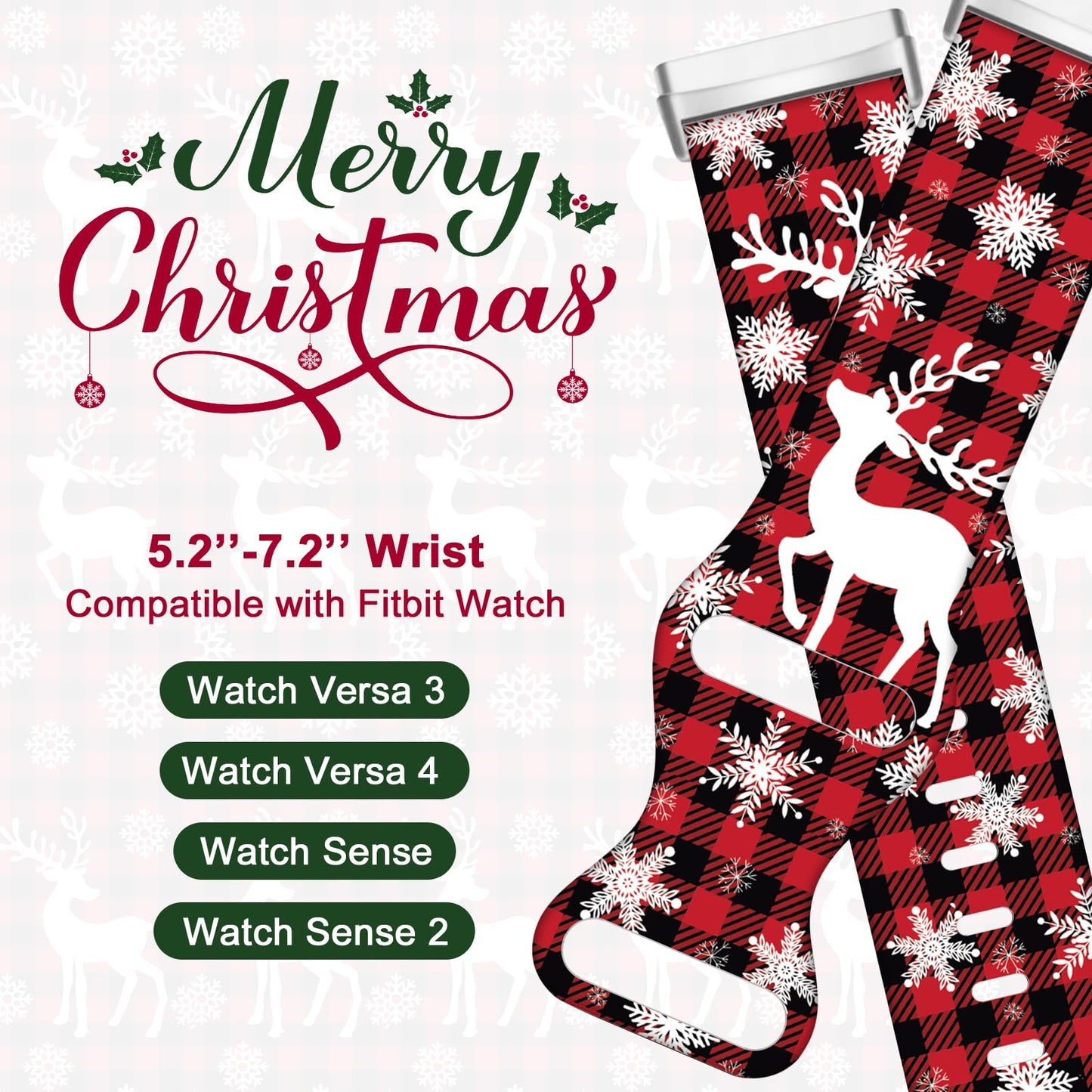 Christmas Halloween Thanksgiving Band Compatible With Fitbit Versa 3/Fitbit Versa 4/Fitbit Sense/2, Smartwatch Holiday Women Men