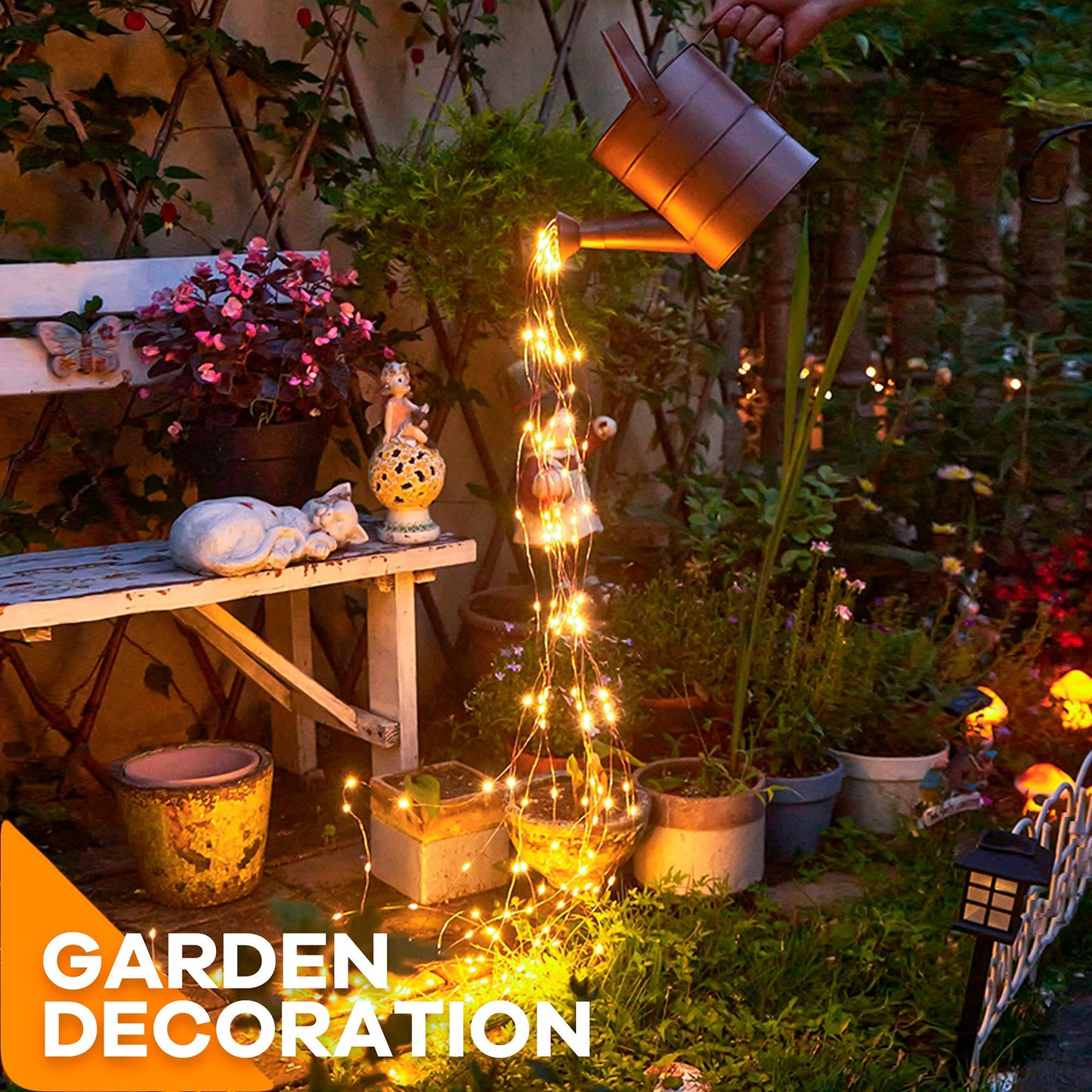 Twinkle Club 10 Strands 200 LED Firefly Bunch Lights, Waterproof, Plug in String Lights for Waterfall Vine String Lights Watering Can Lights Outdoor Garden, Warm White
