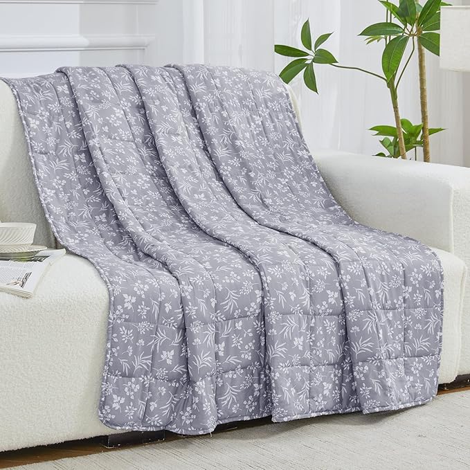 yescool Weighted Blanket for Adults (15 lbs, 60" x 80", Dove Grey) Cooling Heavy Blanket for Sleeping Perfect for 140-160 lbs, Queen Size Breathable Blanket with Premium Glass Bead, Machine Washable
