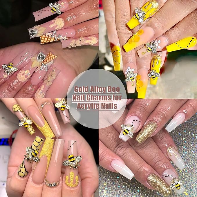 40 Pcs Nail Charms Set With 20 Alloy Bees & 20 Butterflies for Women & Girls DIY Craft