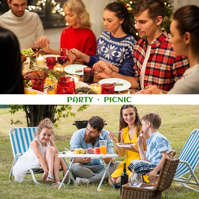 300Pcs Compostable Paper Plates Set, Eco-friendly Heavy Duty Plates & Biodegradable Utensil Include Forks,Knives,Spoons, Napkins, Disposable Dinnerware Set for Party (White)